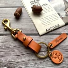 皮革鑰匙圈 純黃銅 鑰匙圈【免費雷雕】生日禮物 情人節禮物