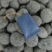 牛皮手工大容量彈口鑰匙包 - 藍荔枝紋 (生日禮物, 父親節禮物)