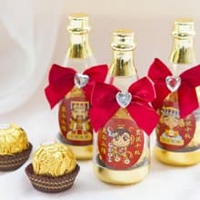Q版神明祝壽 香檳糖果瓶(金莎2顆入) 滿百份免費印名字 結緣 禮品