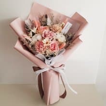 永生花+乾燥花│奶茶粉色系永生玫瑰花束│不凋花│情人節花束