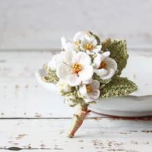 車輪梅 純白 S/L 胸針 細工編織  本土植物