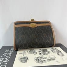 Dior啡色中古蜂巢口金零錢包手袋手拿包 日本中古vintage