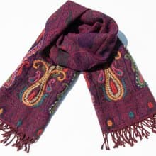 喀什米爾Cashmere/水煮羊毛披肩/針織圍巾/刺繡圍巾/羊絨披巾-花