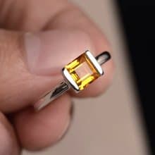 7.5 mm. Natural yellow golden sapphier ring silver sterling size 7.0 free resize