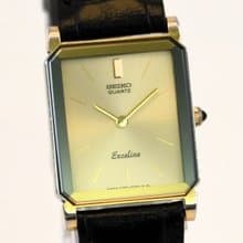 SEIKO EXCELINE 女性用腕時計 QUARTZ 19mm Gold Tank Shape Case Ref.1220-5090 手錶 古董錶