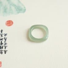 天然和田玉指環戒指冰底晴水料純手工雕刻料子細膩情侶戒指