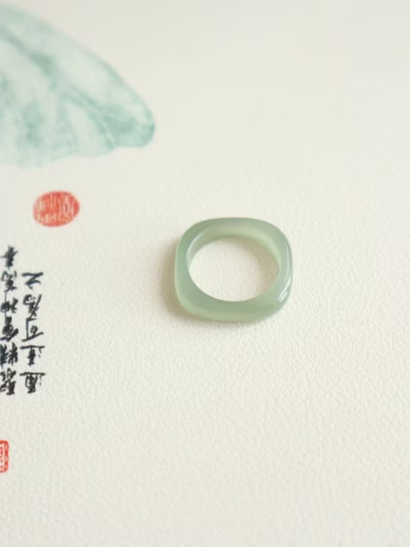 天然和田玉指環戒指冰底晴水料純手工雕刻料子細膩情侶戒指