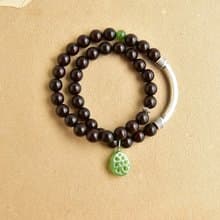 【流年】小葉紫檀 碧玉蓮藕 925銀手鐲 復古禪意手鏈手環