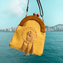 刺繡兔兔捕夢網口金包 | 兔兔, 黃色