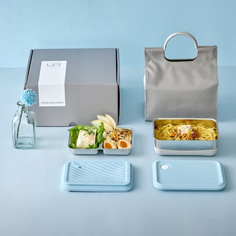 【 Pinkoi 限定 】Double Box 便當盒禮盒 －B2 藍海浪花