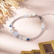 藍紋瑪瑙海藍寶月光石 水晶手鍊 禮物