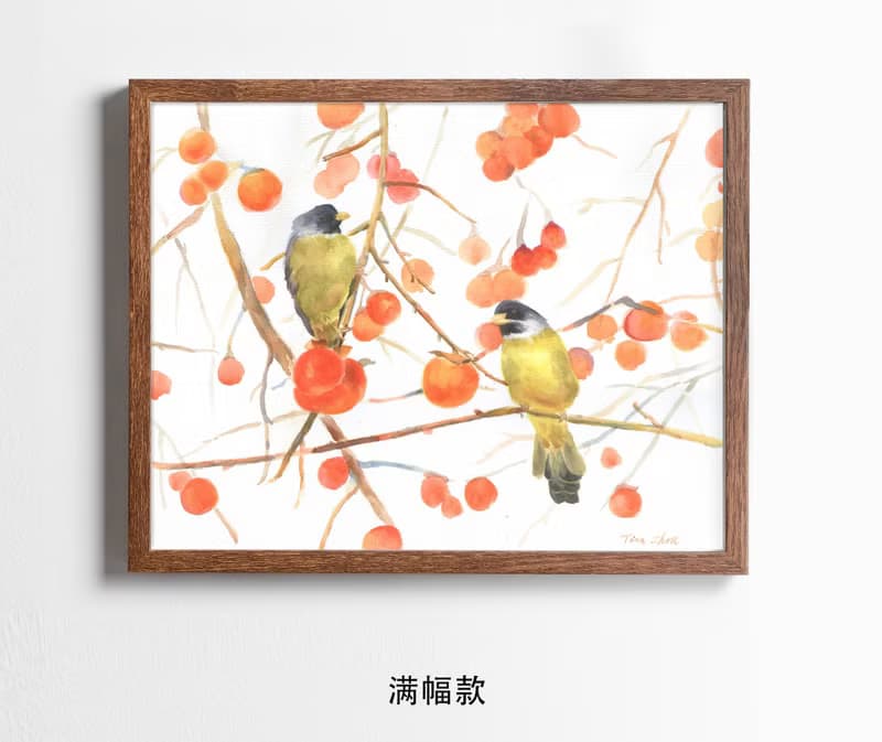 事事如意+報喜鳥/開運掛畫/吉祥如意裝飾畫/餐廳客廳佈置/開運禮