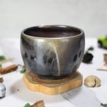 【送禮好物】290ml 柴燒 天目釉 手拉坯茶碗 茶杯 鶯歌葉敏祥作