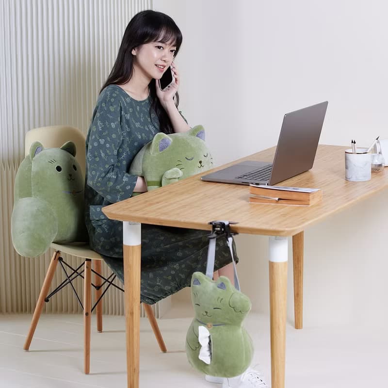 招財貓車用面紙套-抹茶綠