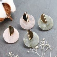 Geometric Rose quartz or Labradorite pierced earrings/can change to clip-on