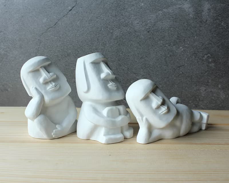 水泥摩艾 Moai－白水泥擴香石款 發呆摩艾 想想摩艾 懶洋洋摩艾