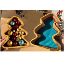 編織說明書電子檔 Christmas tree shaped basket Crochet storage box Pattern Tutorial PDF