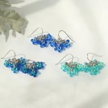 蓝色水滴 手工耳环 Lacrima 日本玻璃珠饰品 可改夹式 女士礼物
