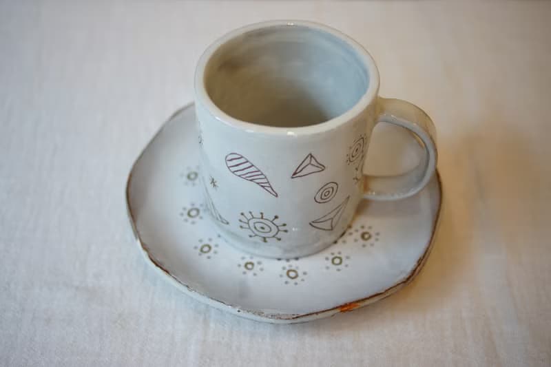 手作粉引馬克杯盤組 有形  午茶杯盤組 午茶系列