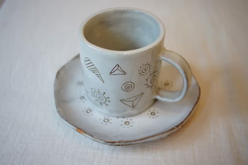 手作粉引馬克杯盤組 有形  午茶杯盤組 午茶系列