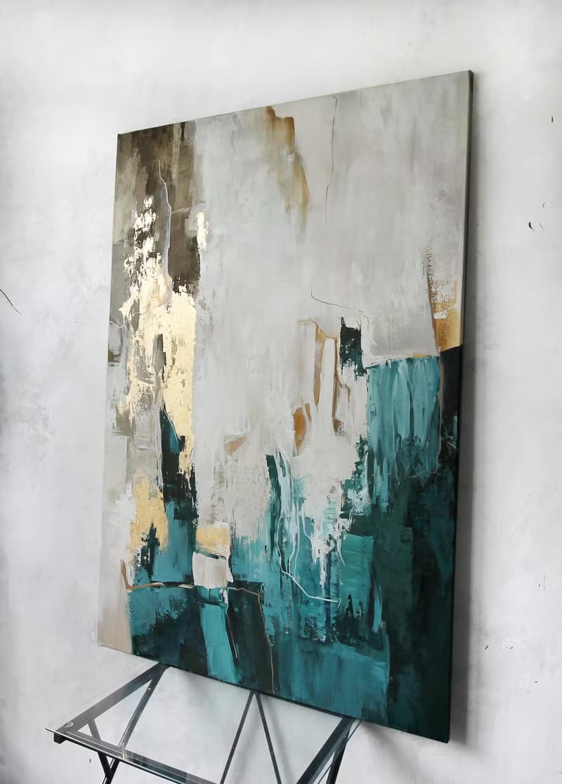 Emerald Gold Painting | Emerald Gold Abstract | Emerald Art | Emerald Bloom-2