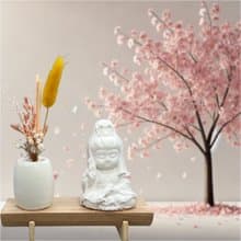 文青簡約風 淨念吉祥之寶瓶觀音小佛 原木底座系列 香氛擴香