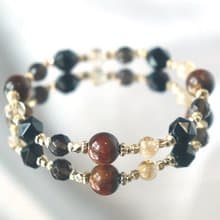 彼得石-黑曜石-黃水晶-茶晶-招財-防小人-水晶手鍊