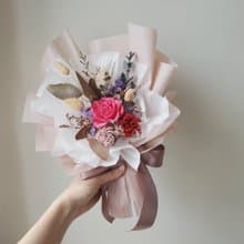 未完待續 | 永生玫瑰康乃馨 母親節 乾燥花 花束(桃粉色)-現貨