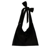BLACK FLOWER HOBO CROSS BAG