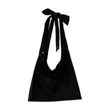 BLACK FLOWER HOBO CROSS BAG