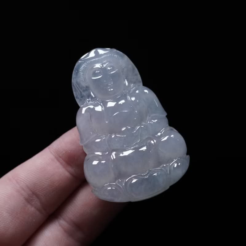 冰種翡翠精雕觀音菩薩 | 天然緬甸玉翡翠A貨 | 送禮