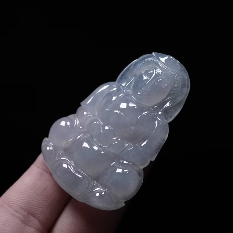 冰種翡翠精雕觀音菩薩 | 天然緬甸玉翡翠A貨 | 送禮