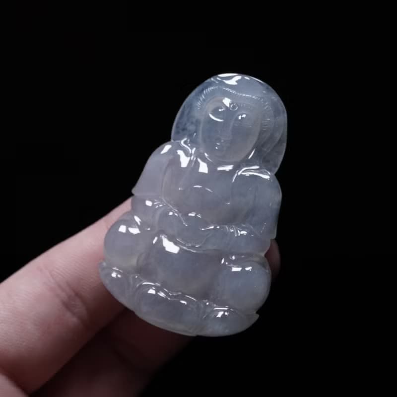 冰種翡翠精雕觀音菩薩 | 天然緬甸玉翡翠A貨 | 送禮