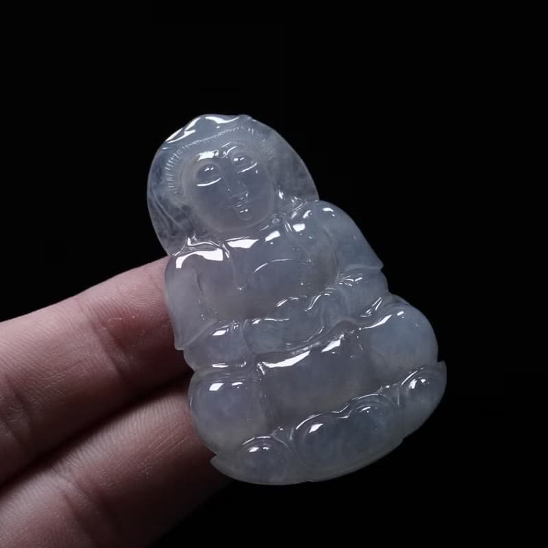 冰種翡翠精雕觀音菩薩 | 天然緬甸玉翡翠A貨 | 送禮