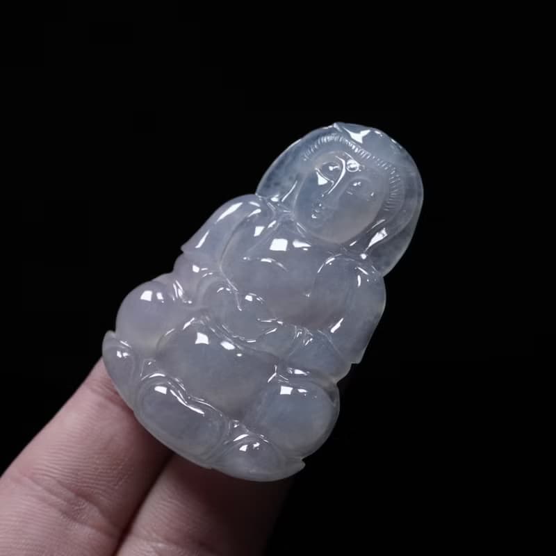 冰種翡翠精雕觀音菩薩 | 天然緬甸玉翡翠A貨 | 送禮