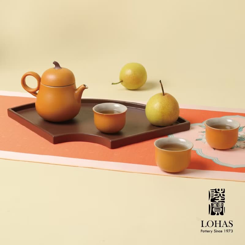 陸寶 大吉大利茶禮 1壺4杯+茶托 茶具組