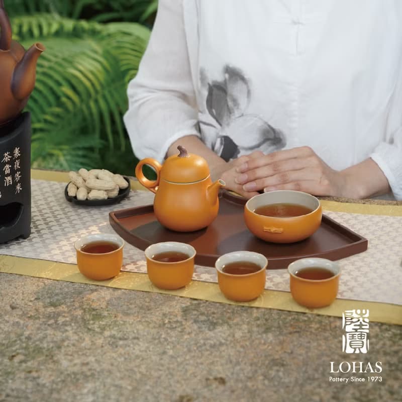 陸寶 大吉大利茶禮 1壺4杯+茶托 茶具組