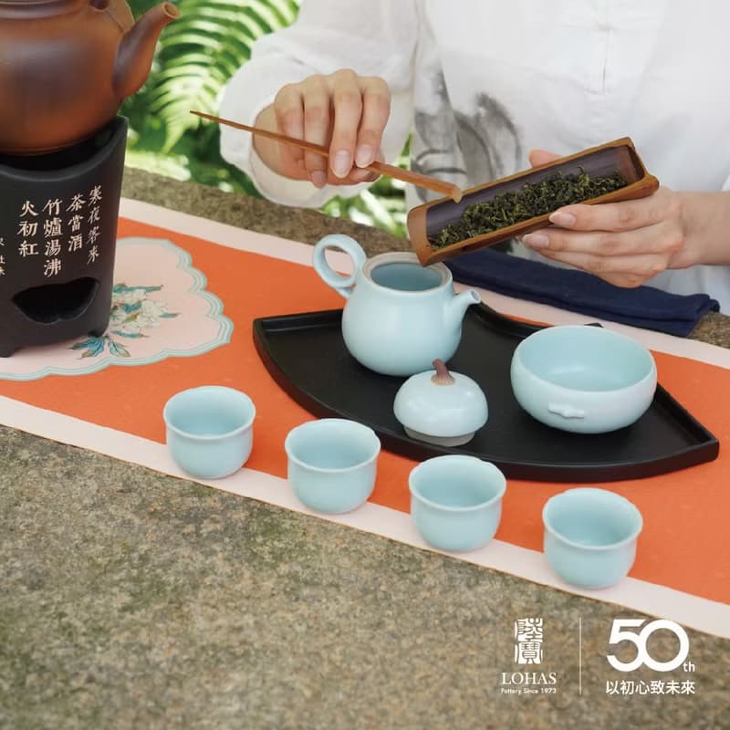 陸寶 大吉大利茶禮 1壺4杯+茶托 茶具組