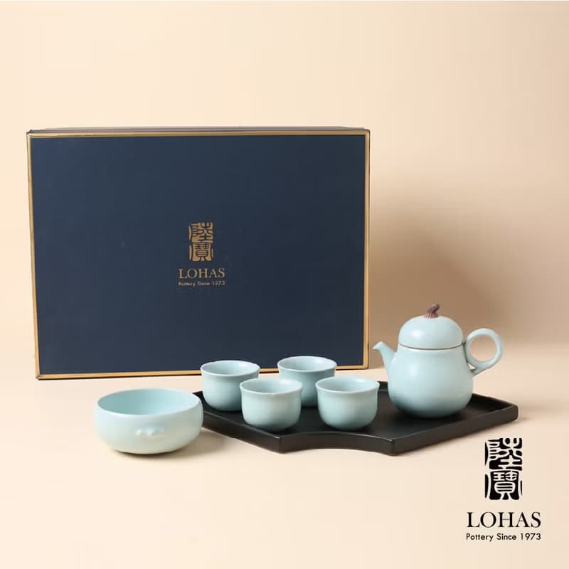 陸寶 大吉大利茶禮 1壺4杯+茶托 茶具組