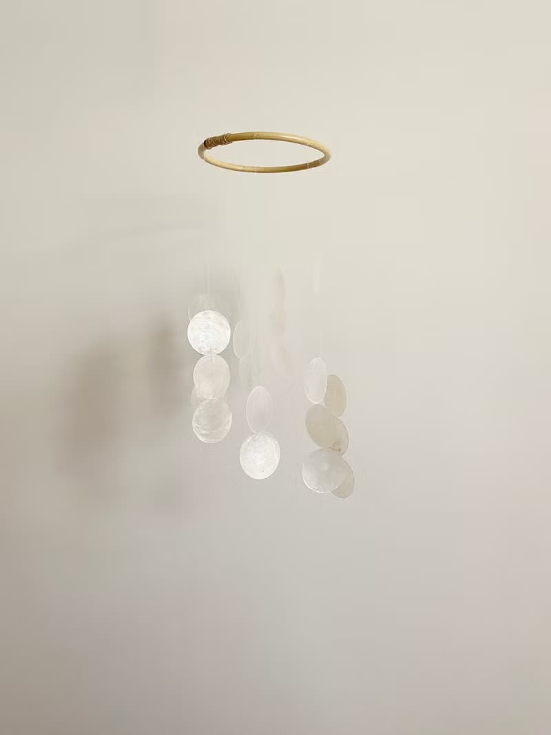 PRE-MADE | Italian xylophone_White Circle | Shell Wind Chime Mobile | #0-326