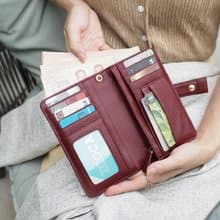 Iris (Burgundy) : Medium wallet, Leather wallet, Red wallet, folded wallet