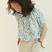甜果子泡泡袖上衣(藍)