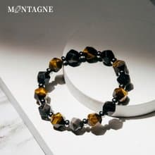 【Montagne】CROSS | 銀曜石 X 虎眼石 | 切角手鍊