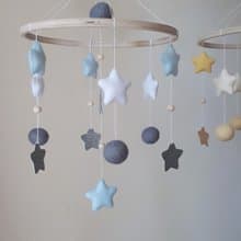 Star sky baby crib mobile, felt balls nursery decor, baby shower gift