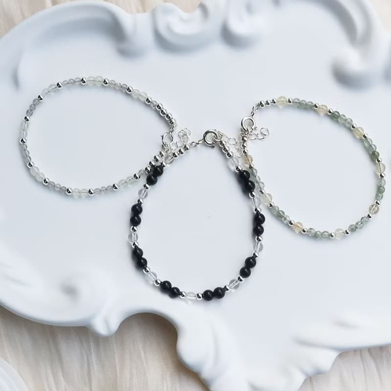 【水晶手串】多彩水晶x天然石x自己動手做xDIY純銀水晶手鍊材料包