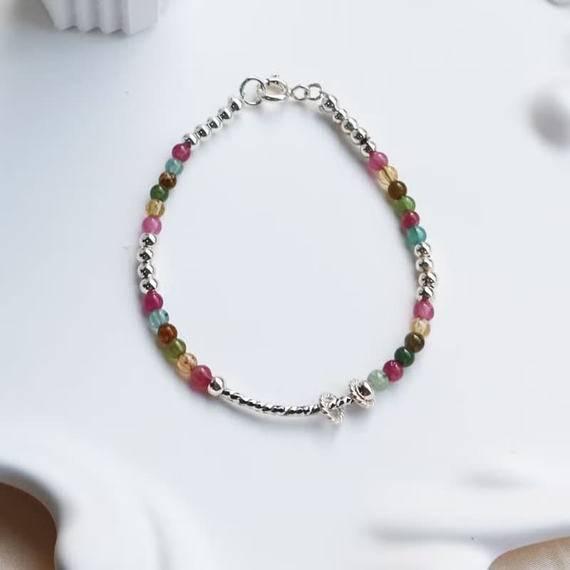 【水晶手串】多彩水晶x天然石x自己動手做xDIY純銀水晶手鍊材料包