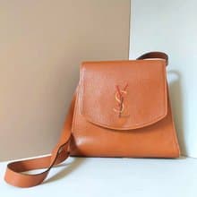 初夏優惠 Yves Saint Laurent 焦糖啡色皮革側背包 斜孭單肩包