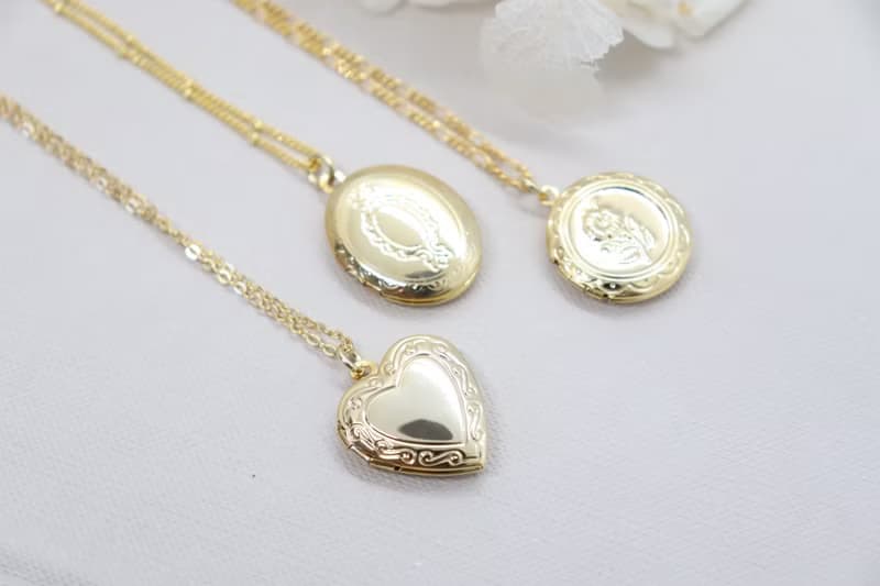 Gold Photo Locket Pendant Necklace Heart Locket Necklace Best Friend Gift for He