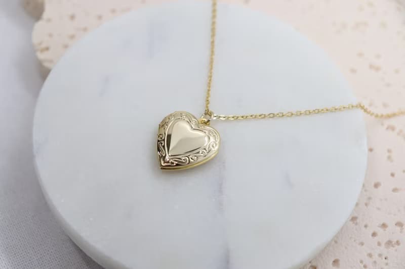 Gold Photo Locket Pendant Necklace Heart Locket Necklace Best Friend Gift for He