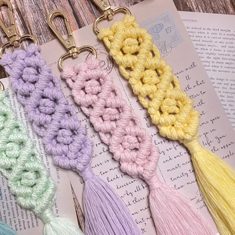 Macrame 編織 流蘇 鑰匙圈 吊飾 多色